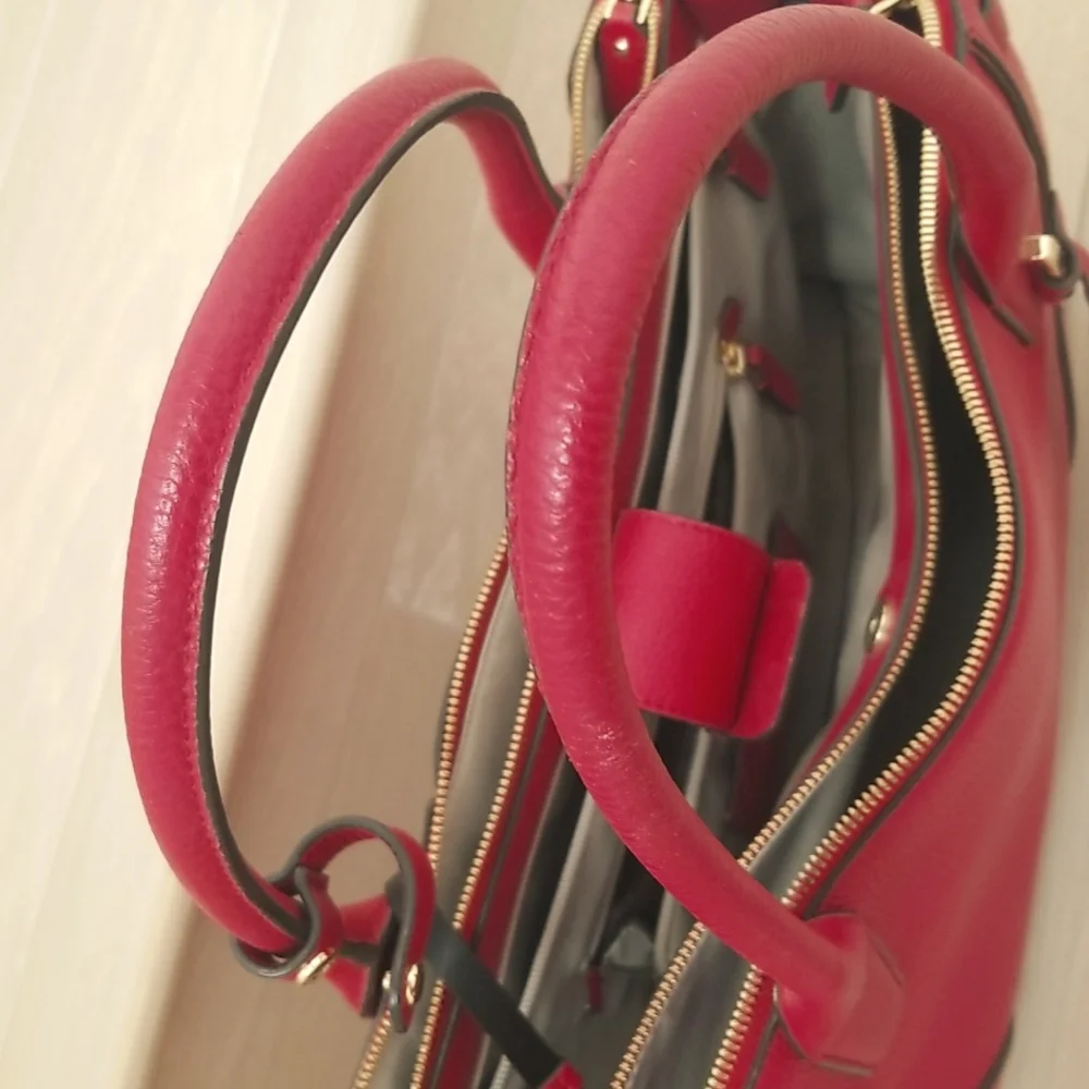 Tumi Stanton Kiran Leather Tote in Raspberry Red - Picture 9 of 15